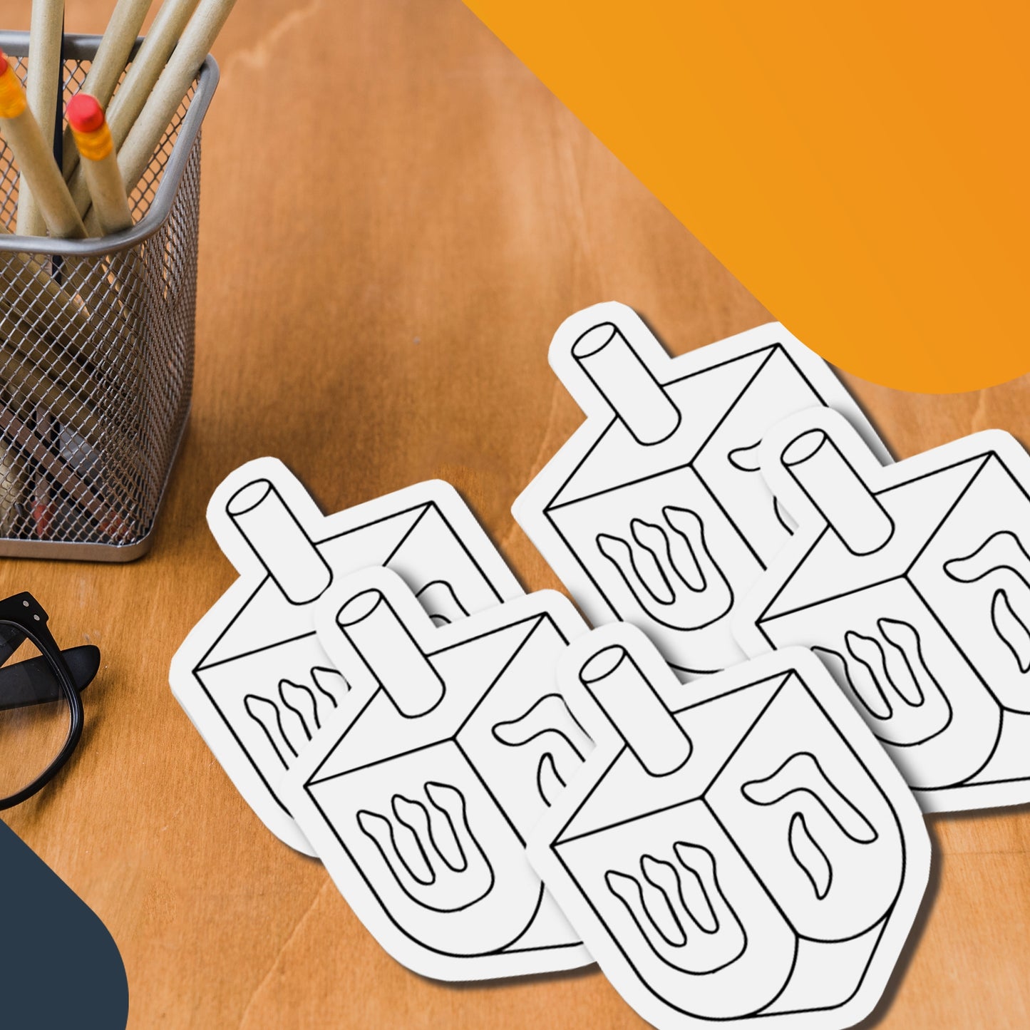 Color Your Own Hanukkah Dreidle Magnets, a Great DIY for You or to Share with Friends, Decorate 5 Magnetic Dreidle Holiday Refrigerator Magnets