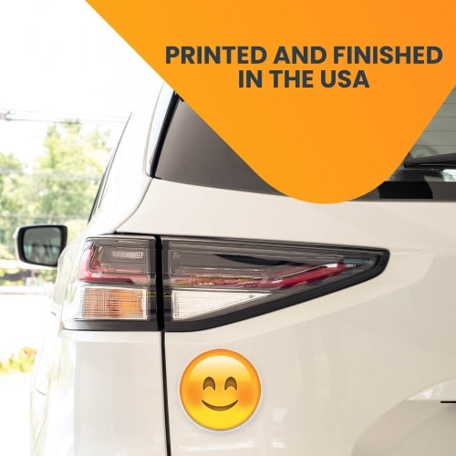 Magnet Me Up Smiley Face Emoticon Magnet Decal, 5 Inch Round, Happy Smile Cute Self-Expression Decorative Magnet for Car, Truck, Fridge, Whiteboards, Any Magnetic Surface, Crafted in USA