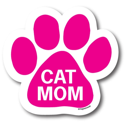 Magnet Me Up Cat Mom Pink Pawprint Car Magnet 5" Paw Print Auto Truck Decal Magnet …