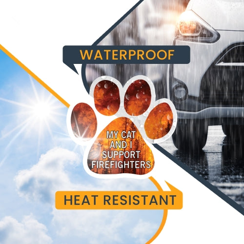 Magnet Me Up My Cat and I Support Firefighters Car Magnet 5" Paw Print Auto Truck Decal Magnet …