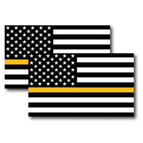 Thin Gold Line American Flag Magnets 2 Pack 3x5 Decals Heavy Duty for Car Truck SUV - In Support of all Emergency Services Dispatchers …