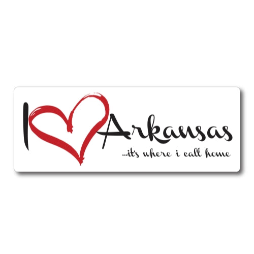 I Love (heart) Arkansas, It's Where I Call Home Car Magnet 3x8" US State Flag Refrigerator Locker SUV Heavy Duty Waterproof …