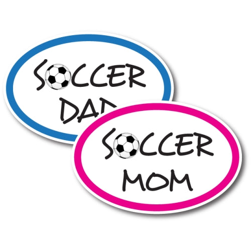 Soccer Mom and Soccer Dad - Combo Pack -Car Magnets 4 x 6 Oval Heavy Duty for Car Truck SUV Waterproof …