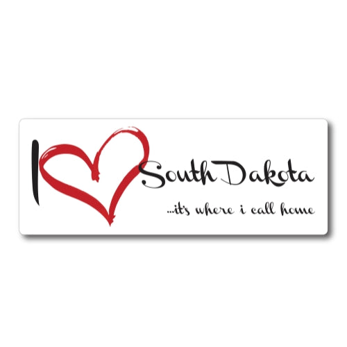 I Love (heart) South Dakota, It's Where I Call Home Car Magnet 3x8" US State Flag Refrigerator Locker SUV Heavy Duty Waterproof …