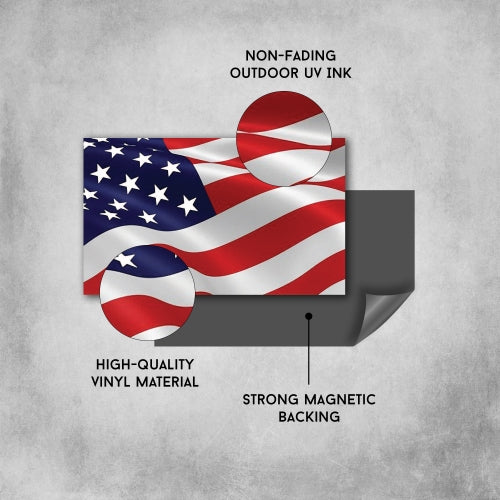 Waving American and Waving American Reverse Opposing American Flag 2PK Car Magnet Decal - 3 x 5 Heavy Duty for Car Truck SUV