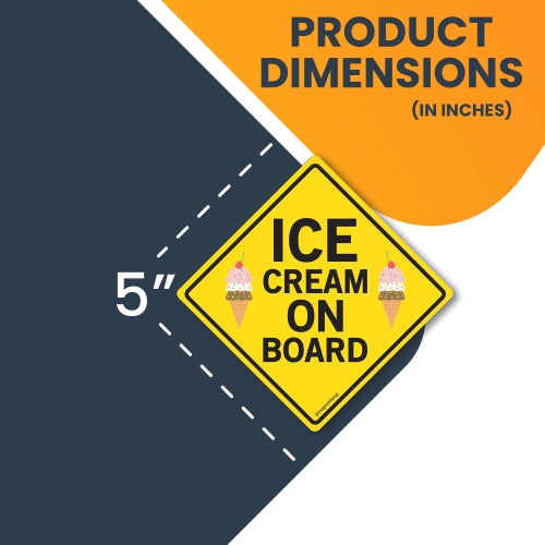Magnet Me Up Ice Cream On Board Car Magnet Decal, 5x5 Inches, Heavy Duty Automotive Magnet for Car Truck SUV