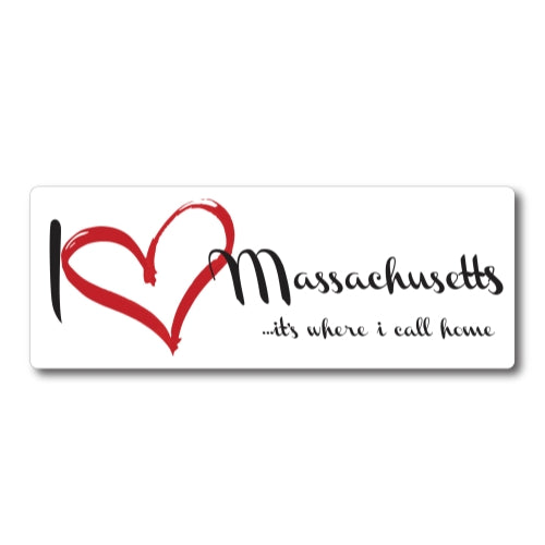 I Love (heart) Massachusetts, It's Where I Call Home Car Magnet 3x8" US State Flag Refrigerator Locker SUV Heavy Duty Waterproof …