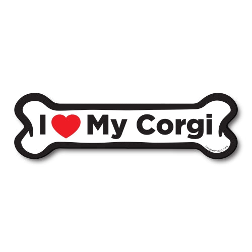 Magnet Me Up I Love My Corgi Dog Bone Car Magnet - 2x7 Dog Bone Auto Truck Decal Magnet …