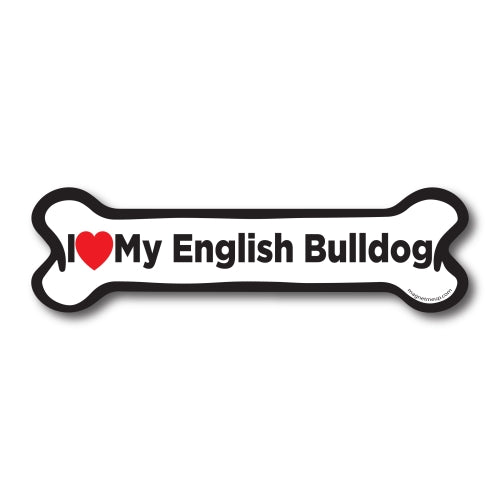 Magnet Me Up I Love My English Bulldog Dog Bone Car Magnet - 2x7 Dog Bone Auto Truck Decal Magnet …