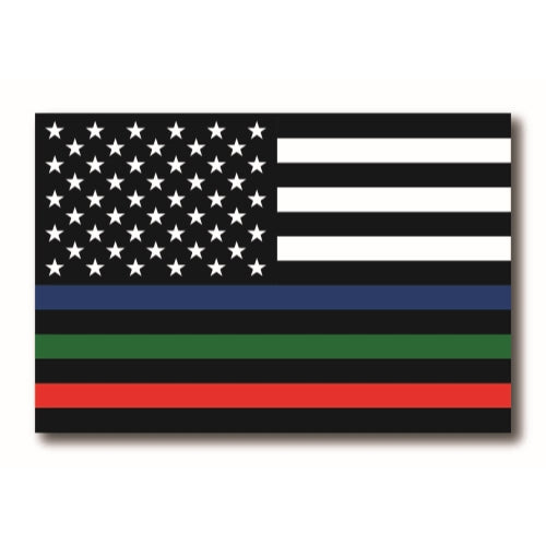 Magnet Me Up Thin Line Flag Magnet Decal 4x6 - in Support of Police, Fire, Military- Option B