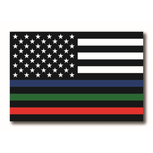 Magnet Me Up Thin Line Flag Magnet Decal 4x6 - in Support of Police, Fire, Military- Option B