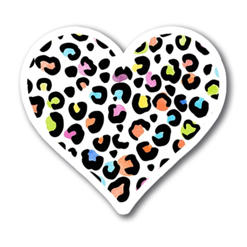 Magnet Me Up Cheetah Print Multicolored Heart Magnet Decal, 5 Inches, Heavy Duty Automotive Magnet for Car Truck SUV Or Any Other Magnetic Surface