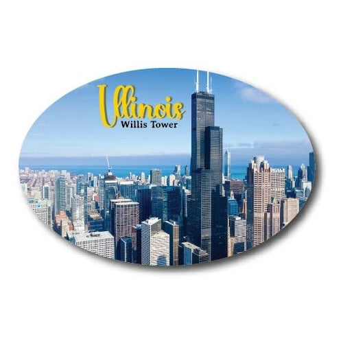 Magnet Me Up Illinois Willis Tower Showing Chicago's Urban Skyline and Architecture Magnet Decal, 4x6 inch, Automotive Magnet for Car, Truck, SUV, Or Any Magnetic Surface, Crafted in USA