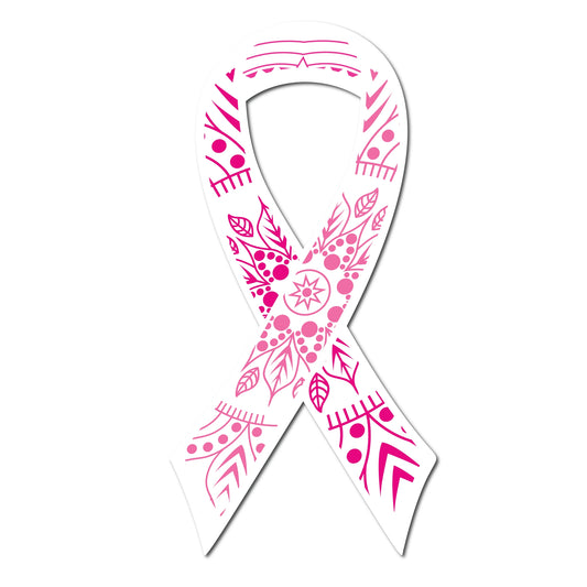Magnet Me Up Breast Cancer Awareness Pink Mandala Ribbon Magnet Decal, 3.5x7 Inches, Heavy Duty Automotive Magnet for Car Truck SUV