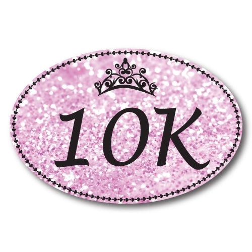 10K Marathon Pink Oval Car Magnet 4x6" Sparkly Princess Themed Heavy Duty Waterproof …