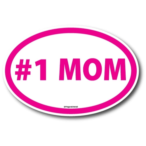 #1 Mom Car Magnet - 4 x 6" Oval Pink Heavy Duty Magnet for Car Truck SUV Waterproof …