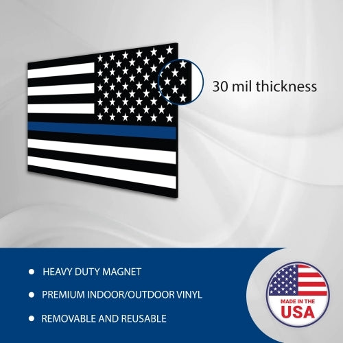 Thin Blue Line Opposing American Flag Magnet Decals - 2 Pack 3 x 5 Heavy Duty for Car Truck SUV - In Support of Police and Law Enforcement Officers …