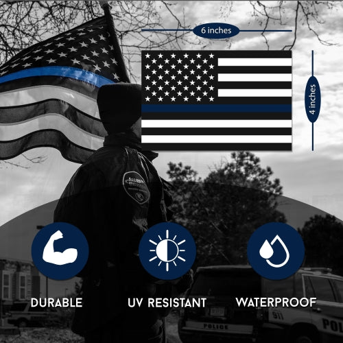 Magnet Me Up Thin Blue Line American Flag 4x6 Decal -Heavy Duty for Car Truck SUV 4 PK