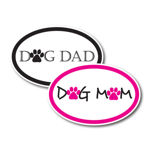 Dog Mom and Dog Dad Combo Pack Car Magnets - 4 x 6 Oval Decals Heavy Duty for Car Truck SUV Waterproof …