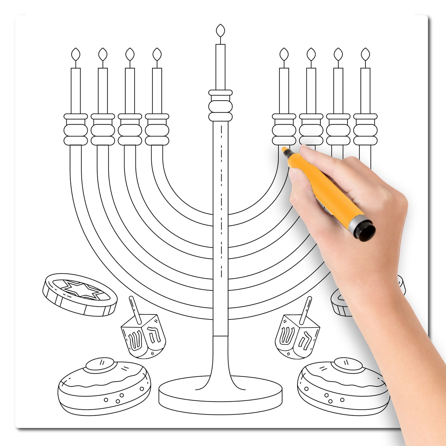 Magnet Me Up Color Your Own Hanukkah Star of David Menorah, DIY Coloring Holiday Magnet Decal for Chanukkah, 6x6 inch, Magen David Creative Artistic Gift Idea, Perfect for Kids