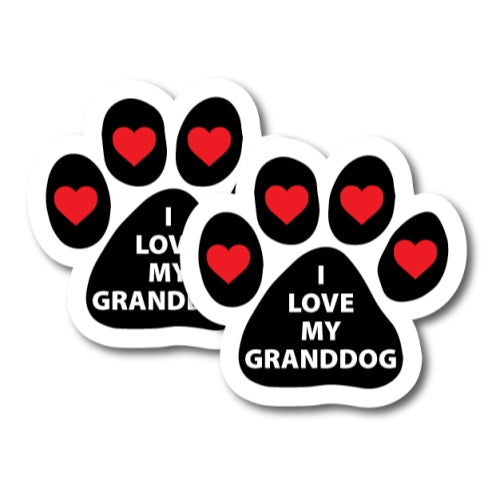 Magnet Me Up I Love My Granddog Paw Print 2 Pack Auto Truck Decal Magnet