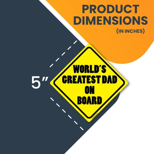 World's Greatest Dad on Board Car Magnet Decal - 5 x 5 Heavy Duty for Car Truck SUV Waterproof …