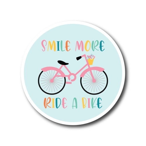 Magnet Me Up Smile More Ride a Bike 5x5 Magnet Decal-Heavy Duty for Car, Truck, SUV