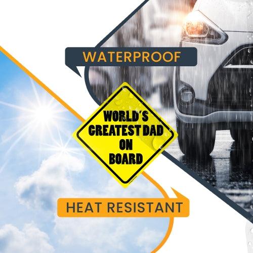 World's Greatest Dad on Board Car Magnet Decal - 5 x 5 Heavy Duty for Car Truck SUV Waterproof …
