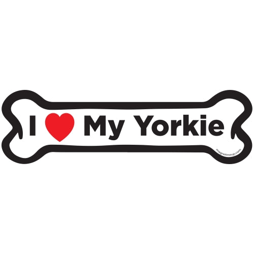 Magnet Me Up I Love My Yorkie Dog Bone Car Magnet - 2x7 Dog Bone Auto Truck Decal Magnet …