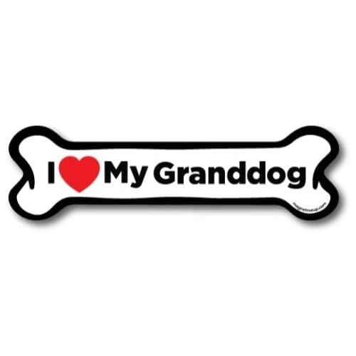 Magnet Me Up I Love My Granddog Bone Magnet Decal, 2x7 Inches, Heavy Duty Automotive Magnet for Car Truck SUV
