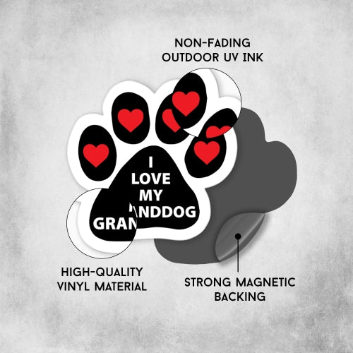 I Love My Granddog Pawprint Car Magnet By Magnet Me Up 5" Paw Print Auto Truck Decal Magnet …