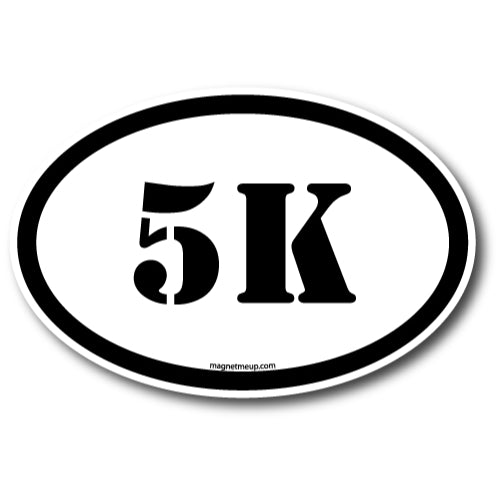 5K Marathon Black Stencil Oval Car Magnet 4x6" Decal Heavy Duty Waterproof …