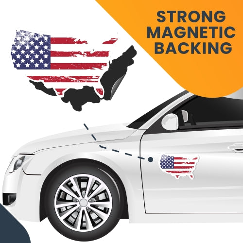 Magnet Me Up Patriotic Distressed American Flag in The Shape of The United States Magnet Decal, 4x6 Inches, Heavy Duty Automotive Magnet for Car Truck SUV