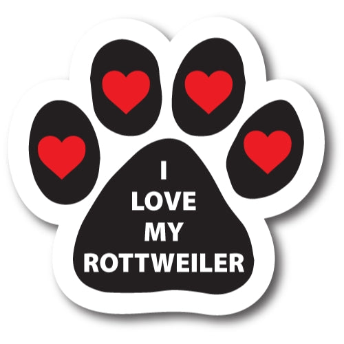 I Love My Rottweiler Pawprint Car Magnet By Magnet Me Up 5" Paw Print Auto Truck Decal Magnet …