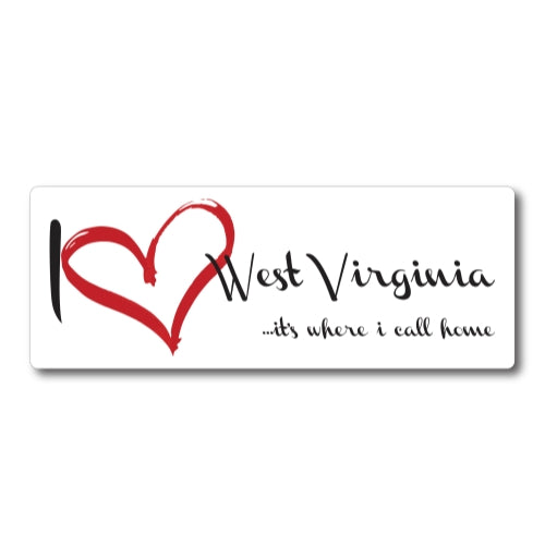 I Love (heart) West Virginia, It's Where I Call Home Car Magnet 3x8" US State Flag Refrigerator Locker SUV Heavy Duty Waterproof …