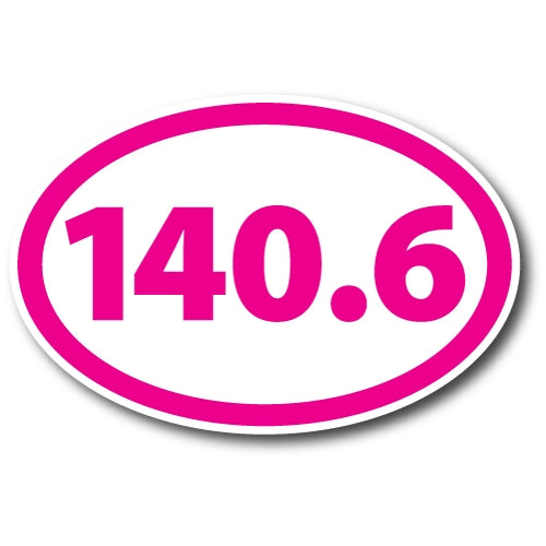 140.6 Triathlon Pink and White Oval Car Magnet Decal Heavy Duty Waterproof