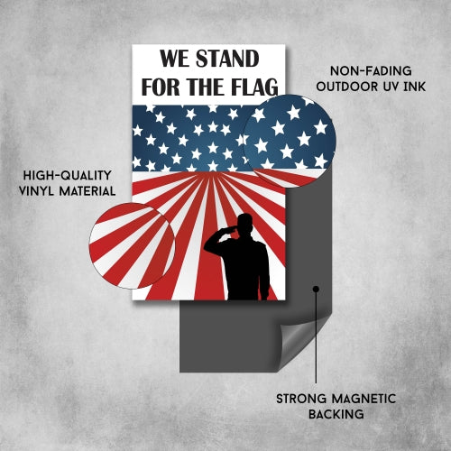We Stand For The Flag American Flag 2PK Car Magnet Decal 3 in x 5 in Heavy Duty for Car Truck SUV Waterproof
