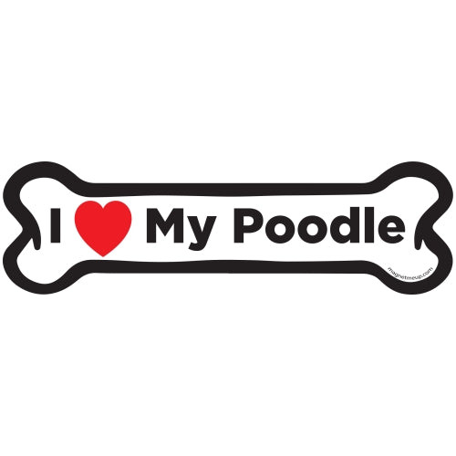 Magnet Me Up I Love My Poodle Dog Bone Car Magnet - 2x7 Dog Bone Auto Truck Decal Magnet …