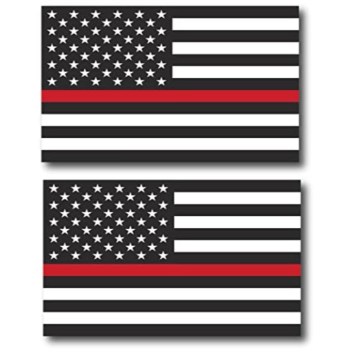 Thin Red Line American Flag 2PK Magnet Decal 3x5 Heavy Duty for Car Truck SUV - in Support of Our Firefighters and Local Fire Departments