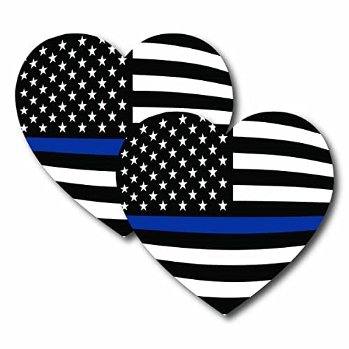 2 Pack Thin Blue Line American Flag Heart, 5" Car Magnet Decal, Heavy Duty for Car Truck SUV - in Support of Police and Law Enforcement Officers ?