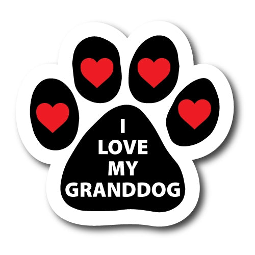 I Love My Granddog Pawprint Car Magnet By Magnet Me Up 5" Paw Print Auto Truck Decal Magnet …