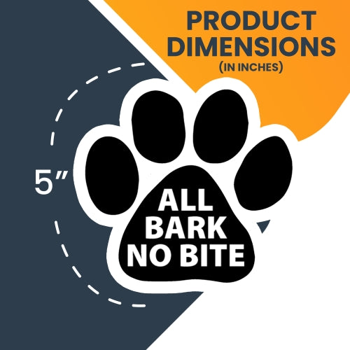 All Bark No Bite Pawprint Car Magnet By Magnet Me Up 5" Paw Print Auto Truck Decal Magnet …