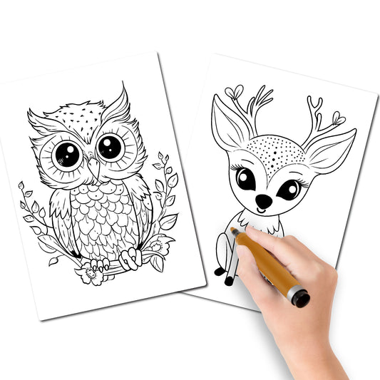 Magnet Me Up Color Your Own Forest Baby Animal Pack, Includes Baby Deer and Baby Owl, 2 Piece DIY Magnet Decal Pack, 5x7 Inch, Perfect Creative Artistic Gift Idea, Kids Expression Craft