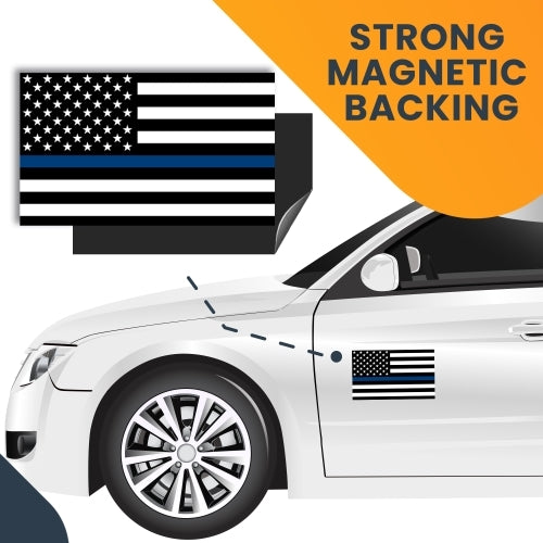 Magnet Me Up Thin Blue Line American Flag 3x5 Magnet Decal for Car Truck or SUV Heavy Duty