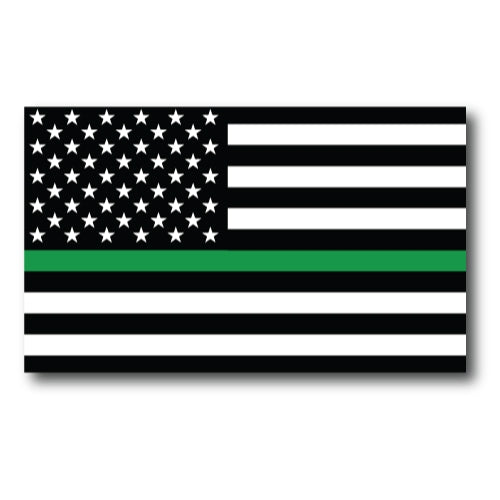 Thin Green Line American Flag Magnet Decal, 3x5 Inches, In Support of Feds, US Border Patrol Agents and Rangers