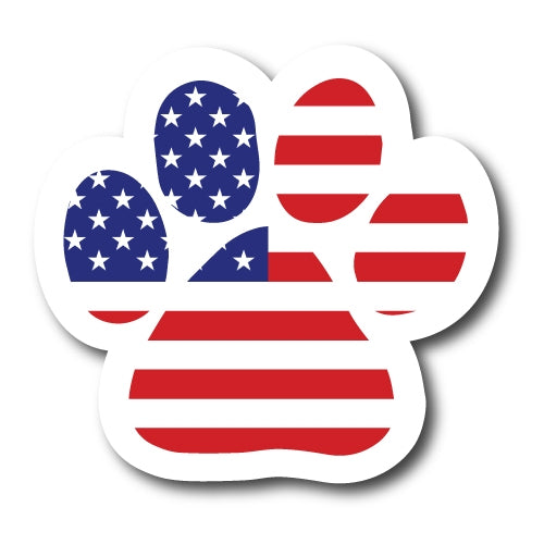 American Flag Paw Print Shape Magnet 5" Decal Perfect for Car or Truck …