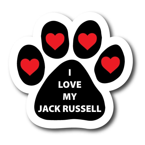 I Love My Jack Russell Pawprint Car Magnet By Magnet Me Up 5" Paw Print Auto Truck Decal Magnet …
