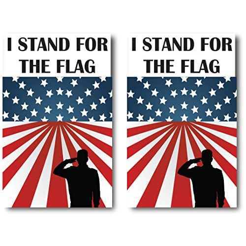 I Stand For The Flag 2PK American Flag Car Magnet Decal 5 in x 3 in Heavy Duty for Car Truck SUV Waterproof