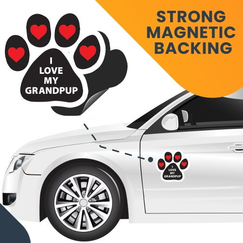 Magnet Me Up I Love My Grandpup Pawprint Car Magnet - 5" Paw Print Auto Truck Fridge Magnetic Decal