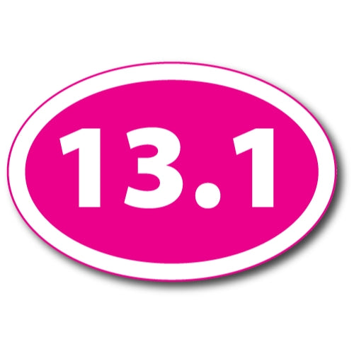 13.1 Half Marathon Inverted Pink Oval Car Magnet 4x6" Decal Heavy Duty Waterproof …